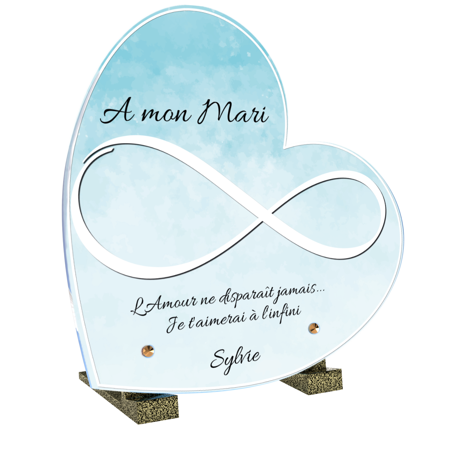 plaque funeraire coeur personnalisable