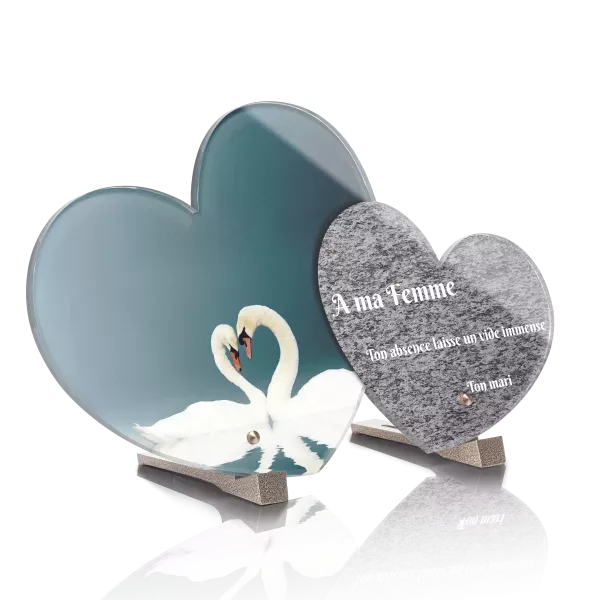 Plaque Funéraire Personnalisée avec Photo Coeur Colombe - Motif Colombe - Plaque Funéraire à Personnaliser en Plexi - Traitée Intempéries et Anti UV (Colombe Ciel, 25x25 cm (Standard