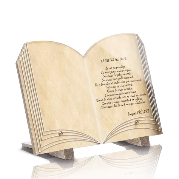 Plaque Funéraire Livre Plexi Photo Personnalisable Pissenlit 22x15cm - Épaisseur 6mm, Made In France