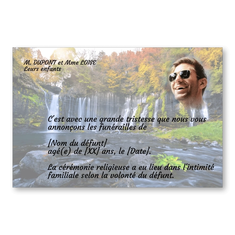 Faire Part de Décès Cascades