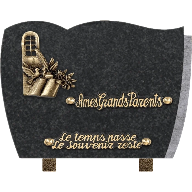 Plaque funéraire granit Nuage Fenêtre Oiseaux 25x18cm (moyen)