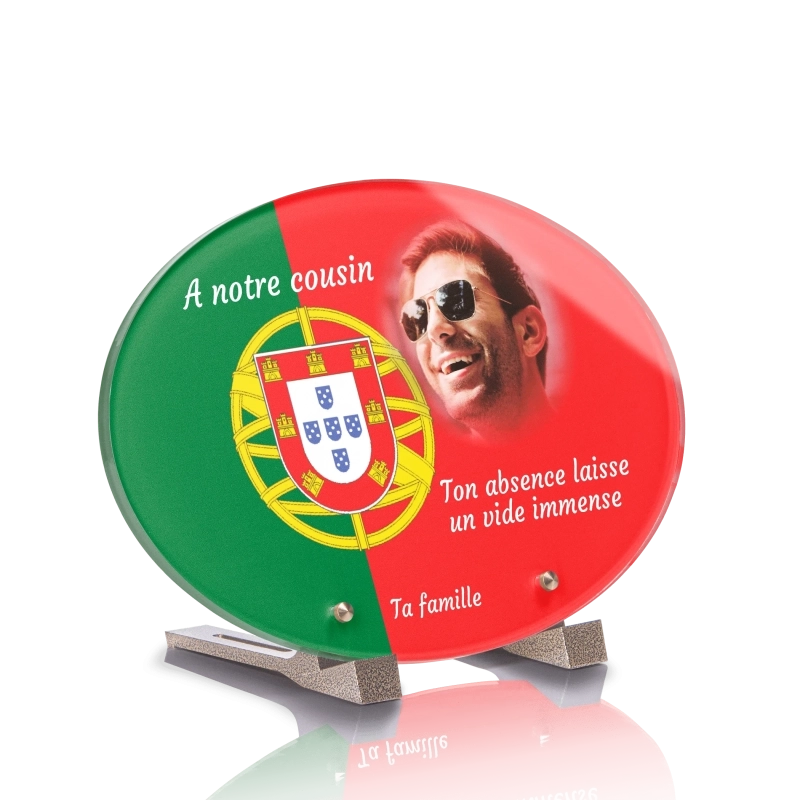 Plaque Funéraire Ovale Drapeau Portugal