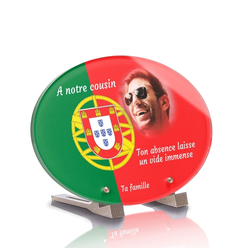 Plaque Funéraire Ovale Drapeau Portugal Plaque Funéraire Ovale Drapeau Portugal