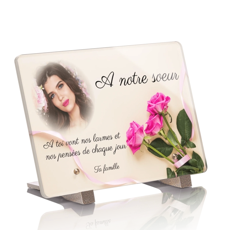 Plaque Funéraire Rose Ruban Plaque Funéraire Rose Ruban
