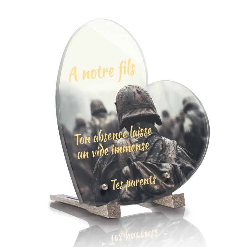 Plaque Funéraire Coeur Soldat Militaire Troupe