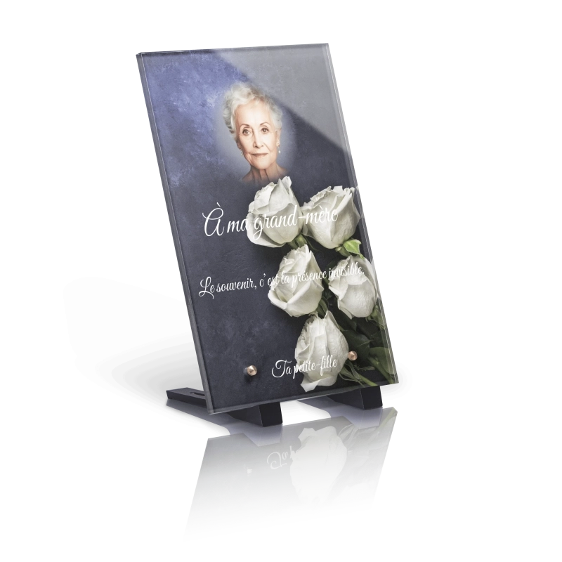 Plaque Funéraire Verticale Rose Blanche Marbre Plaque Funéraire Verticale Rose Blanche Marbre