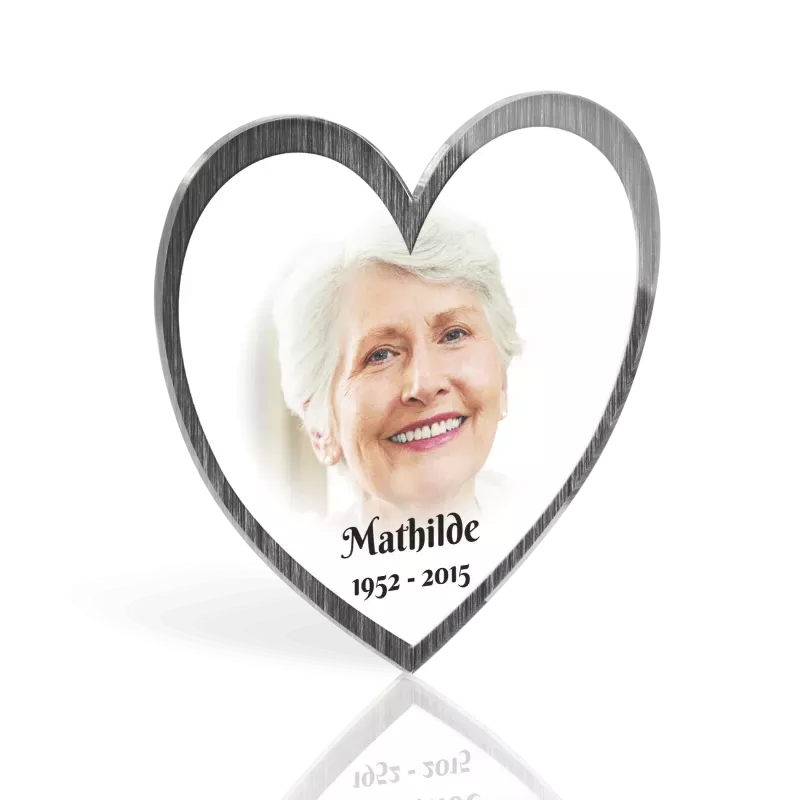 Médaillon Funéraire Coeur Cadre Noir