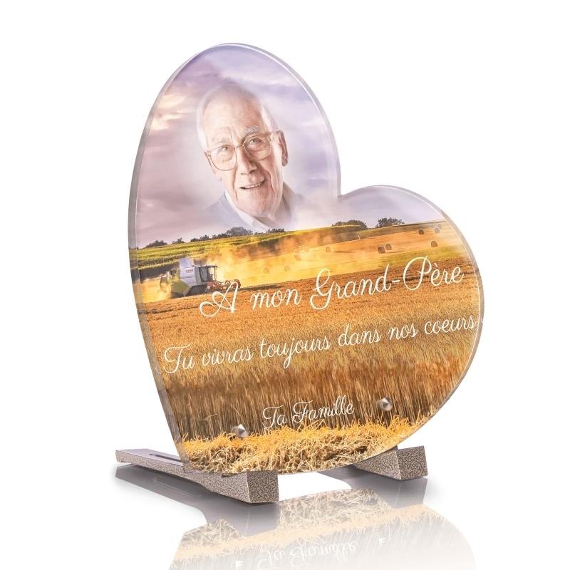 Plaque Tombale Tracteur Coeur