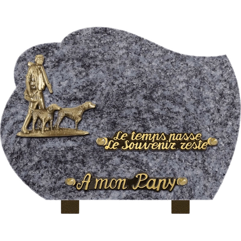 Plaque funéraire granit Nuage Chasseur 25x18cm (moyen)