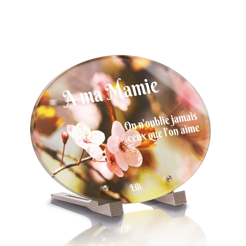 Plaque Funéraire Ovale Fleur de cerisier Plaque Funéraire Ovale Fleur de cerisier