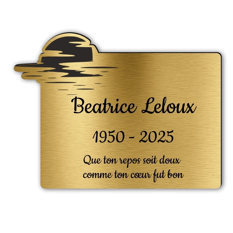 Plaque Funéraire Gravée Forme Couché de soleil Plaque Funéraire Gravée Forme Couché de soleil