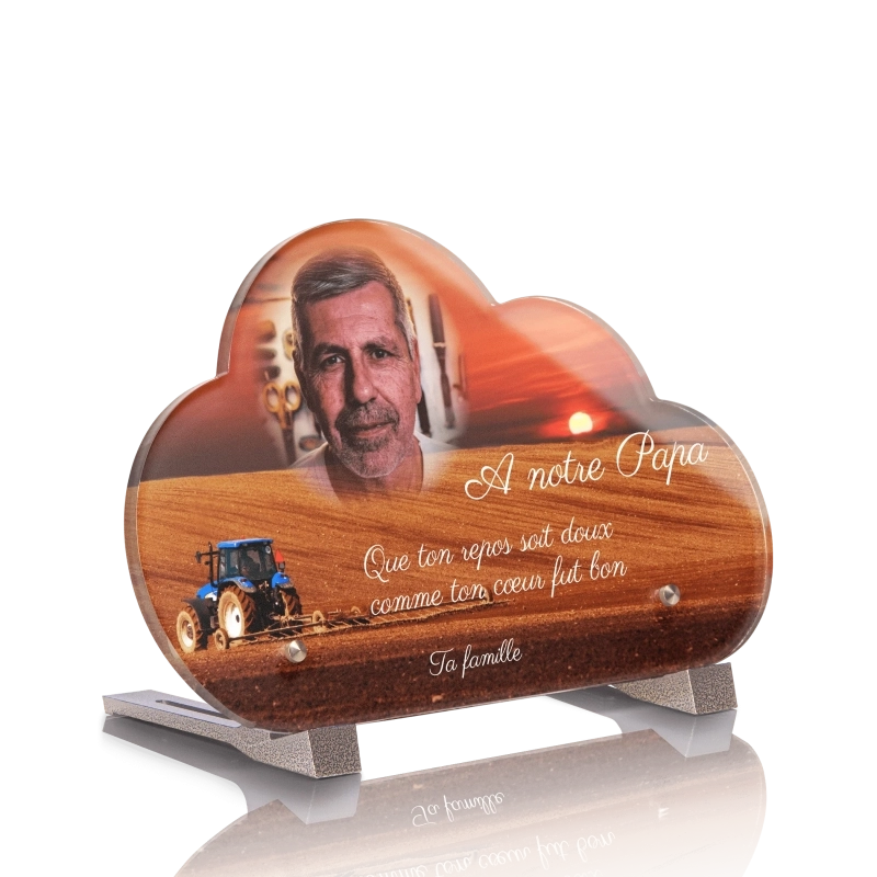 Plaque Funéraire Nuage Tracteur Laboureur Plaque Funéraire Nuage Tracteur Laboureur