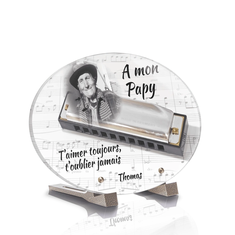 Plaque Funéraire Ovale Musique Harmonica Plaque Funéraire Ovale Musique Harmonica