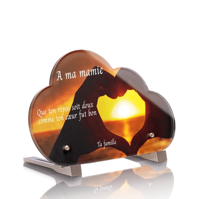 Plaque Funéraire Nuage Coeur Couché de Soleil Plaque Funéraire Nuage Coeur Couché de Soleil