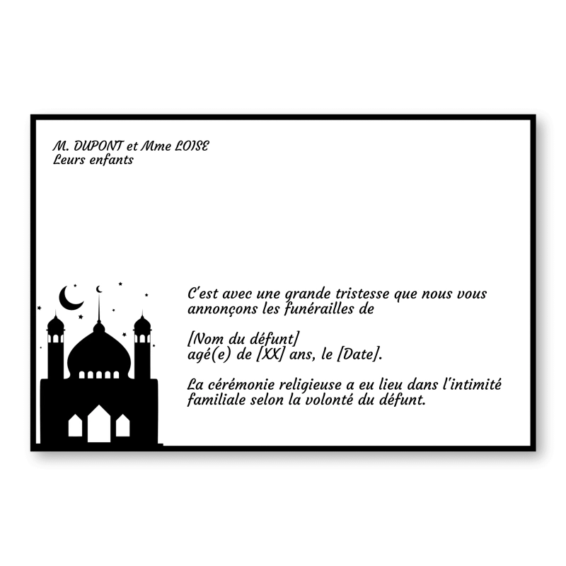 Faire Part de Décès Religion Musulmane Mosquée Faire Part de Décès Religion Musulmane Mosquée