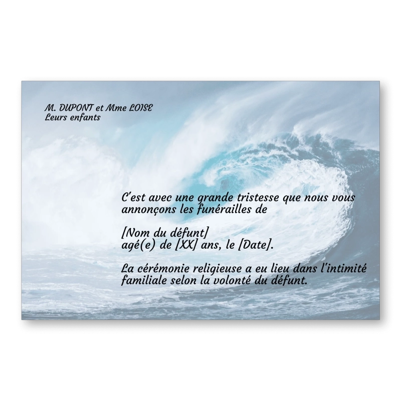 Faire Part de Décès Océan Vague 2 Faire Part de Décès Océan Vague 2