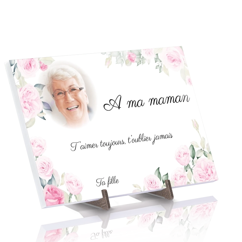 Plaque Funéraire Aquarelle Roses en Pierre Acrylate Plaque Funéraire Aquarelle Roses en Pierre Acrylate