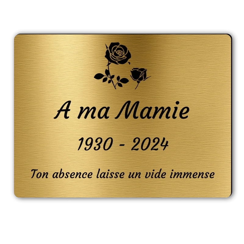 Plaque Funéraire Rectangle Gravée Rose Plaque Funéraire Rectangle Gravée Rose