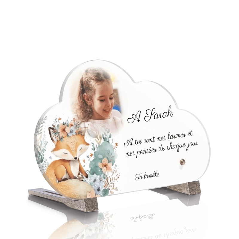 Plaque Funéraire Nuage Enfant Renard Aquarelle Plaque Funéraire Nuage Enfant Renard Aquarelle