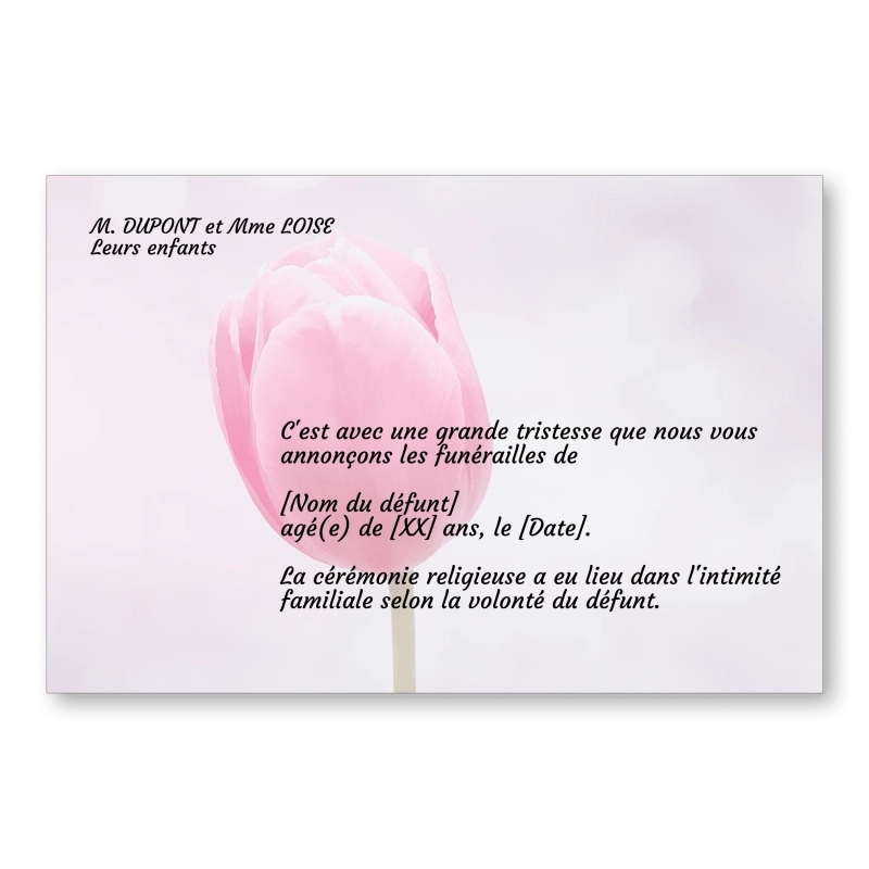 Faire part de Décès Tulipes Faire part de Décès Tulipes