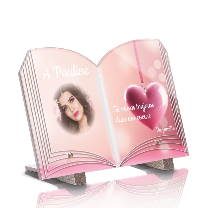 Plaque Funéraire Livre Coeur Rose Plaque Funéraire Livre Coeur Rose