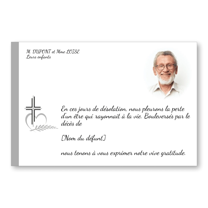 Carte de Remerciement Décès Croix Coeur Carte de Remerciement Décès Croix Coeur