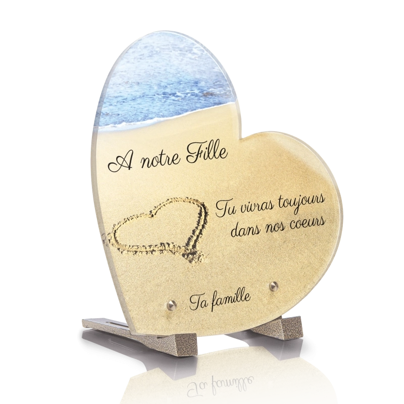 Plaque Funéraire Coeur Coeur Sable Plaque Funéraire Coeur Coeur Sable