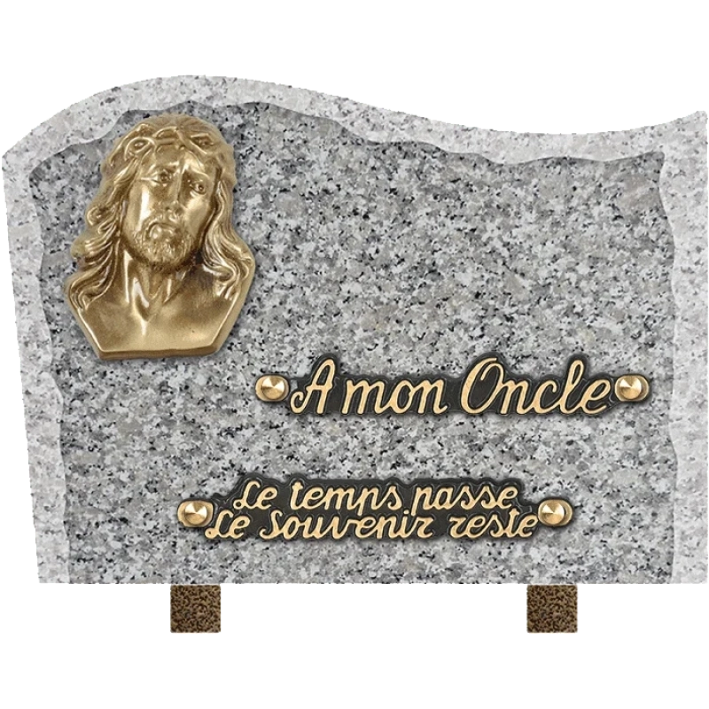 Plaque funéraire granit Forme Christ 25x18cm (moyen)