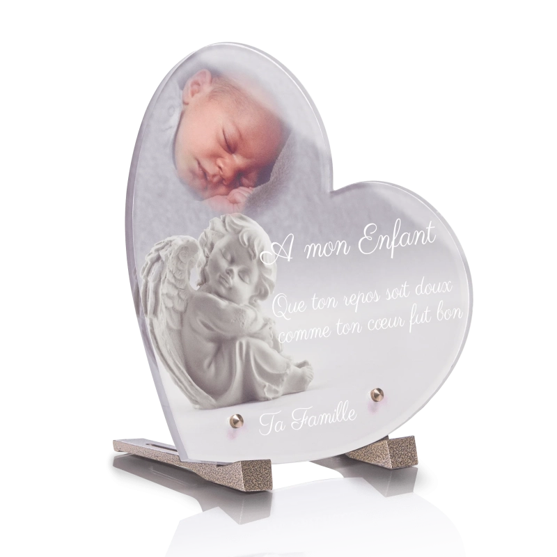 Plaque Funéraire Coeur Ange Bébé