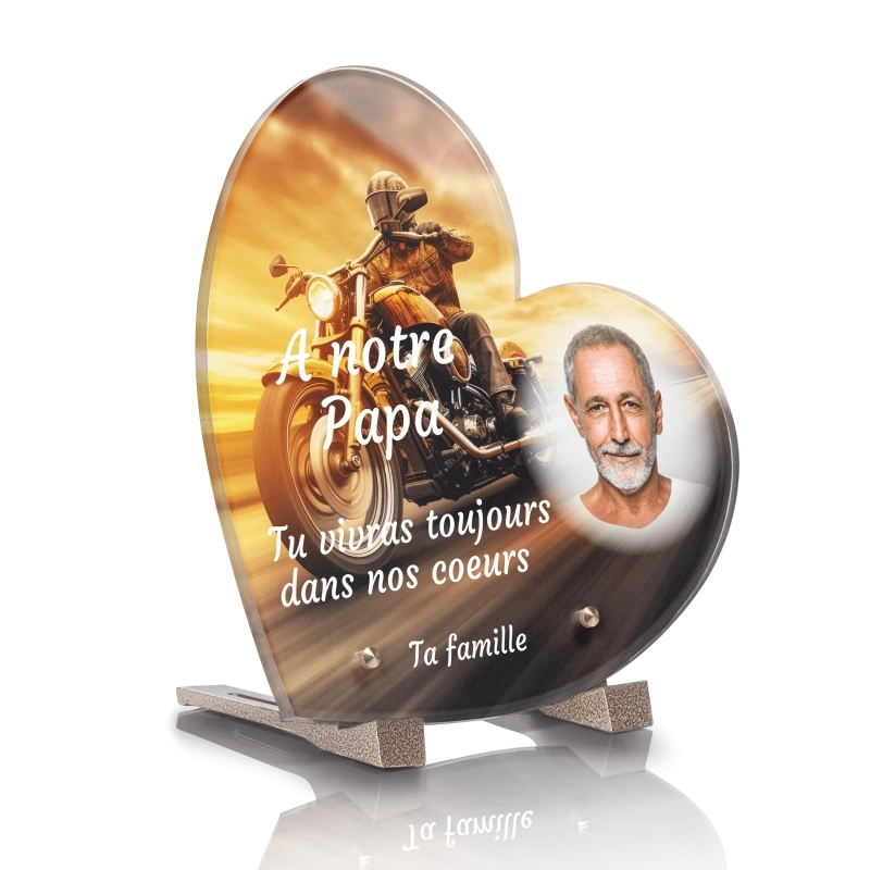 Plaque Funéraire Coeur Moto Custom Plaque Funéraire Coeur Moto Custom