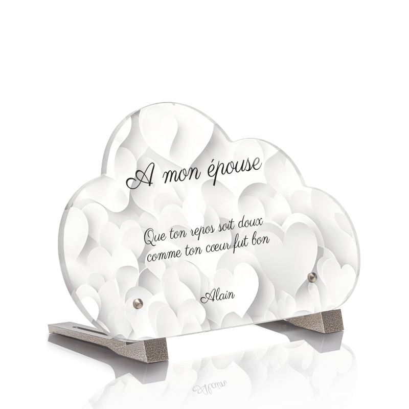 Plaque Funéraire Nuage Coeurs Blancs Plaque Funéraire Nuage Coeurs Blancs