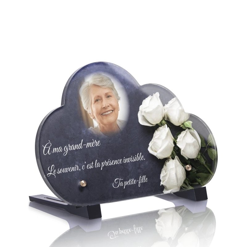 Plaque Funéraire Nuage Rose Blanche Marbre