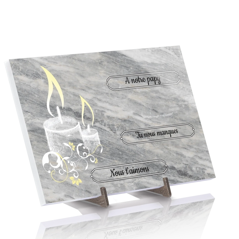 Plaque Funéraire Bougie effet Granit en Pierre Acrylate Plaque Funéraire Bougie effet Granit en Pierre Acrylate