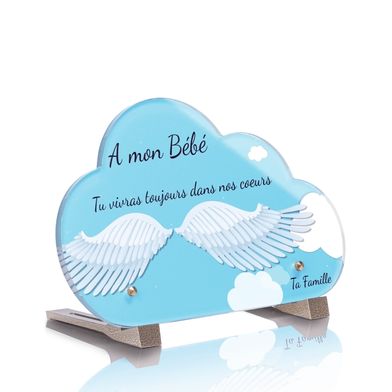 Plaque Tombale Bébé avec ailes Nuage