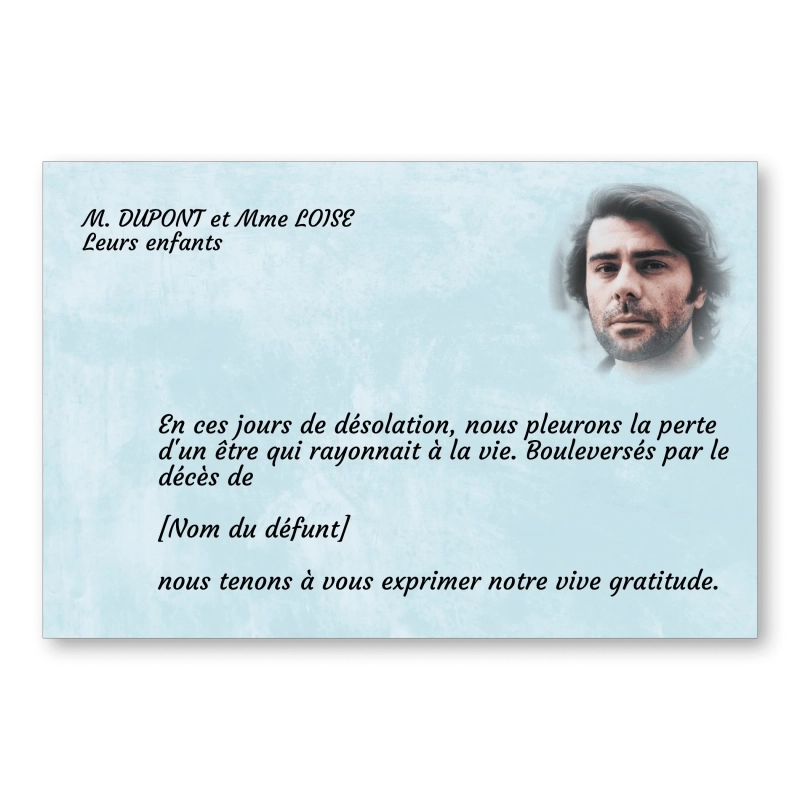 Carte de Remerciement Décès Bleu Carte de Remerciement Décès Bleu