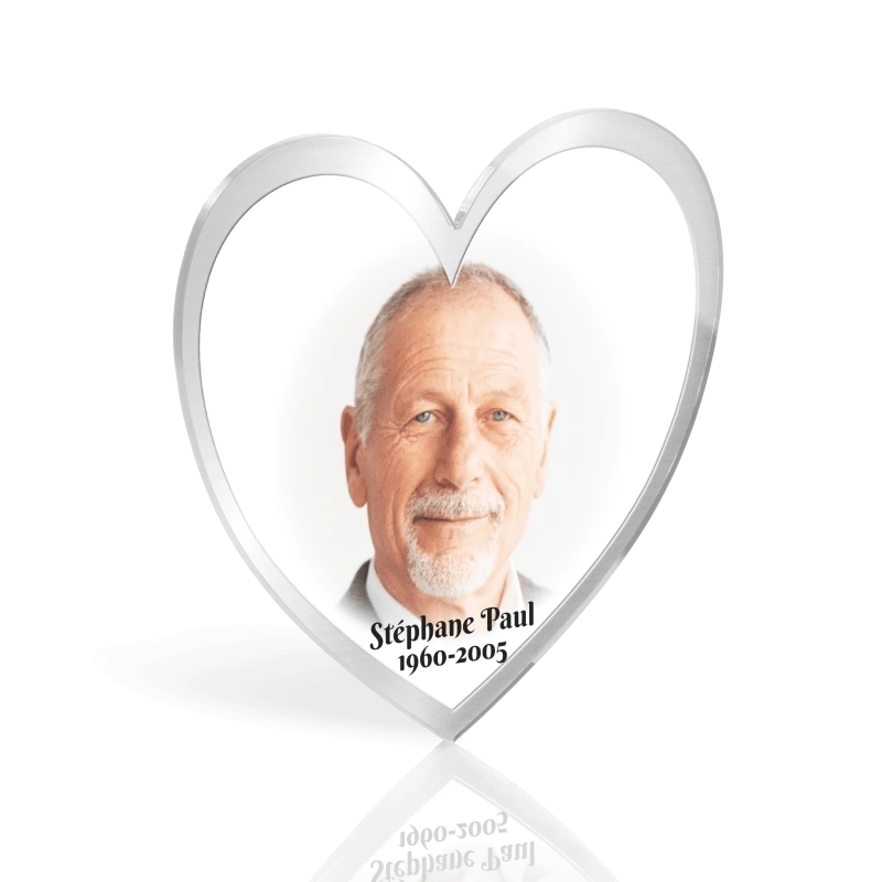 Médaillon Funéraire Coeur Cadre Argenté Médaillon Funéraire Coeur Cadre Argenté