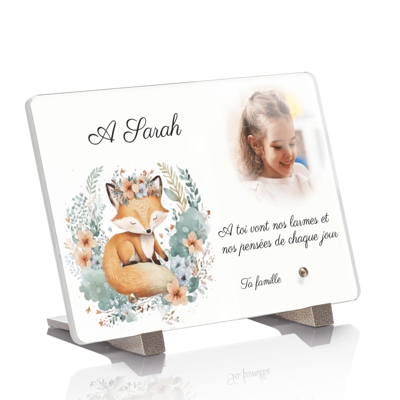 Plaque Funéraire Enfant Renard Aquarelle