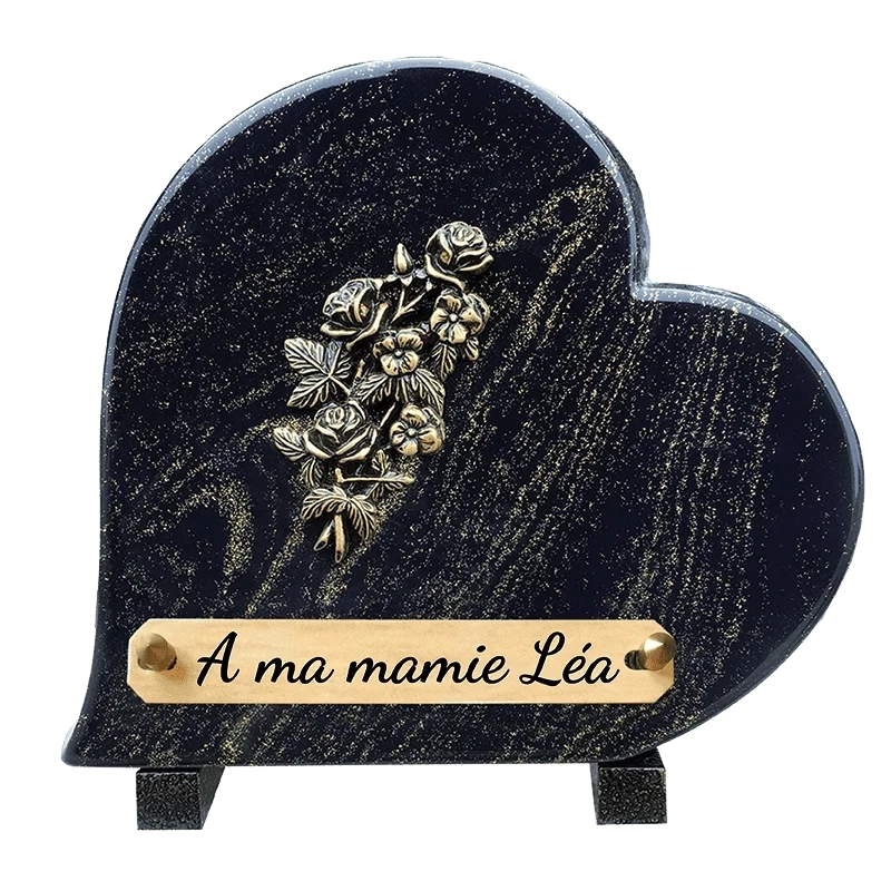 Plaque Funéraire Bouquet de Roses Pailleté or en Granit Acrylate Plaque Funéraire Bouquet de Roses Pailleté or en Granit Acrylate