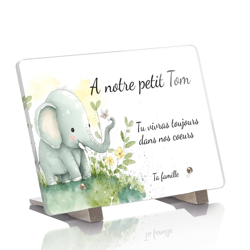 Plaque Funéraire Enfant Éléphant Aquarelle Plaque Funéraire Enfant Éléphant Aquarelle