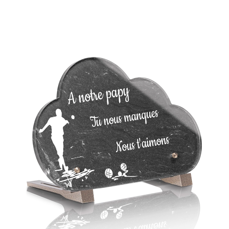 Plaque Funéraire Nuage Pétanque Monochrome Plaque Funéraire Nuage Pétanque Monochrome