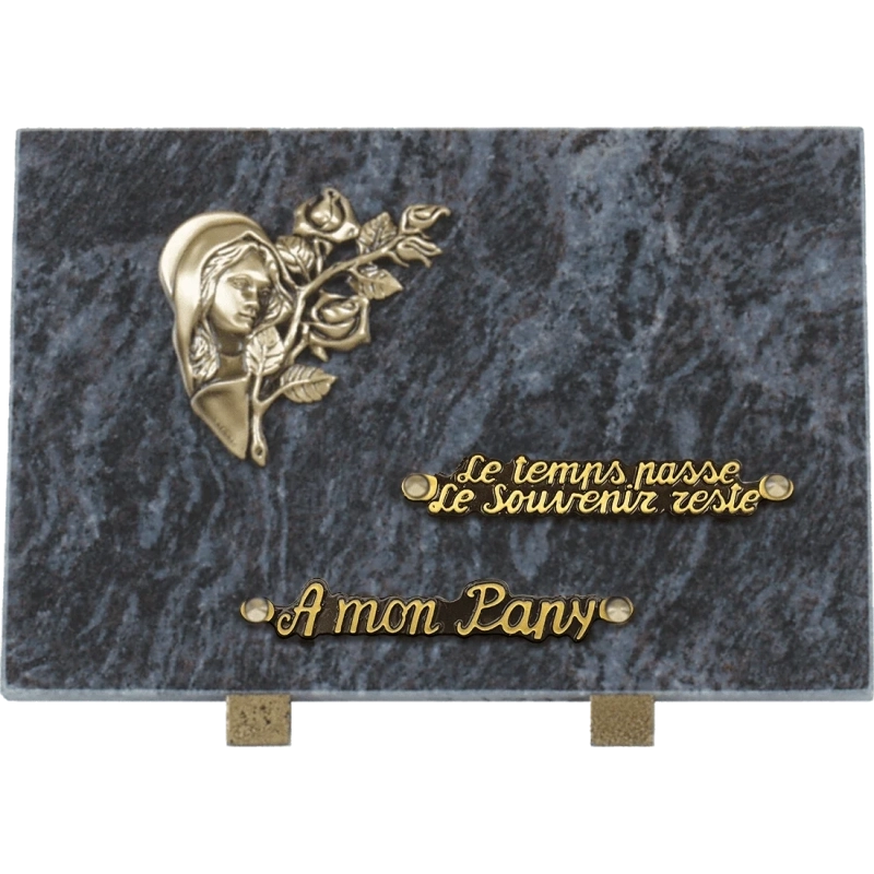 Plaque funéraire granit Roses Vierge 30x20cm (standard)