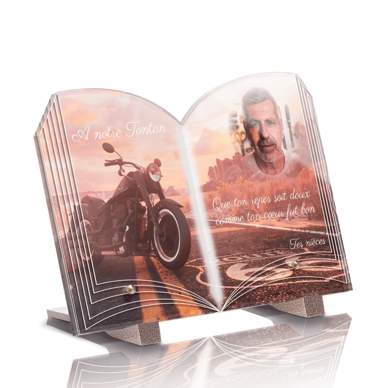 Plaque Funéraire Livre Moto Harley