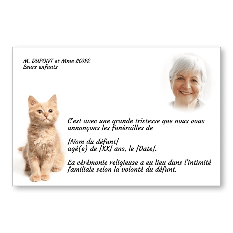 Faire part de Décès Chat 2