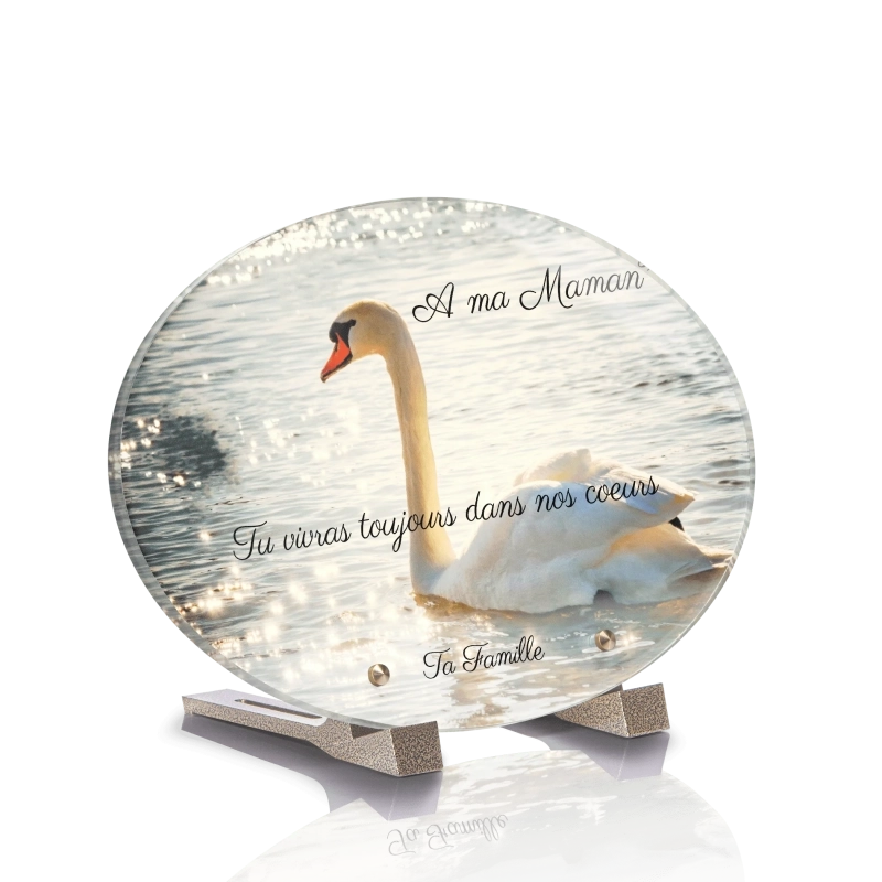 Plaque Tombale Cygne Ovale