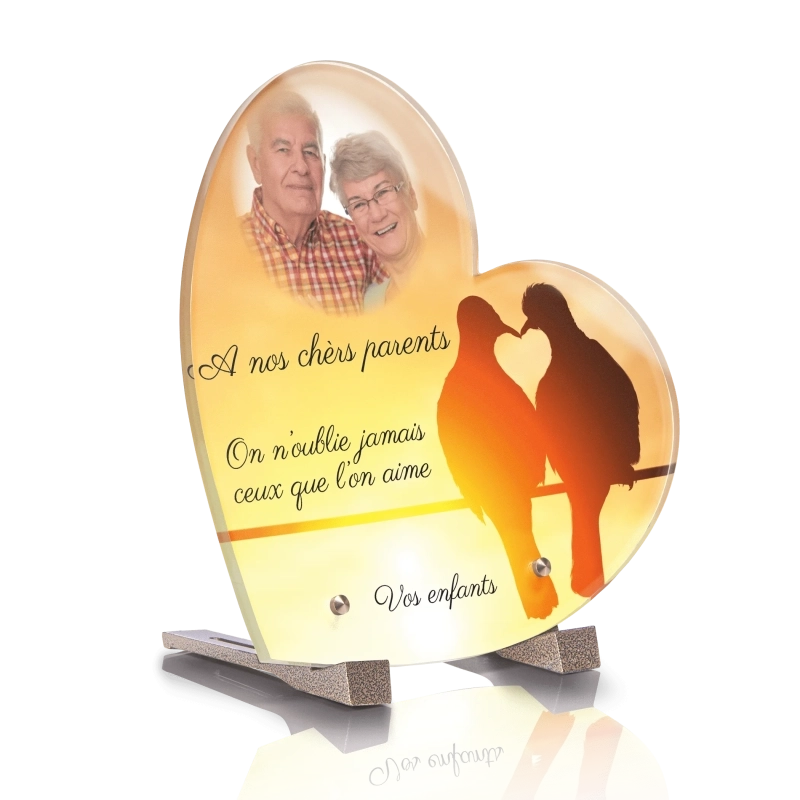 Plaque Funéraire Coeur Oiseaux Colombes Amour Plaque Funéraire Coeur Oiseaux Colombes Amour