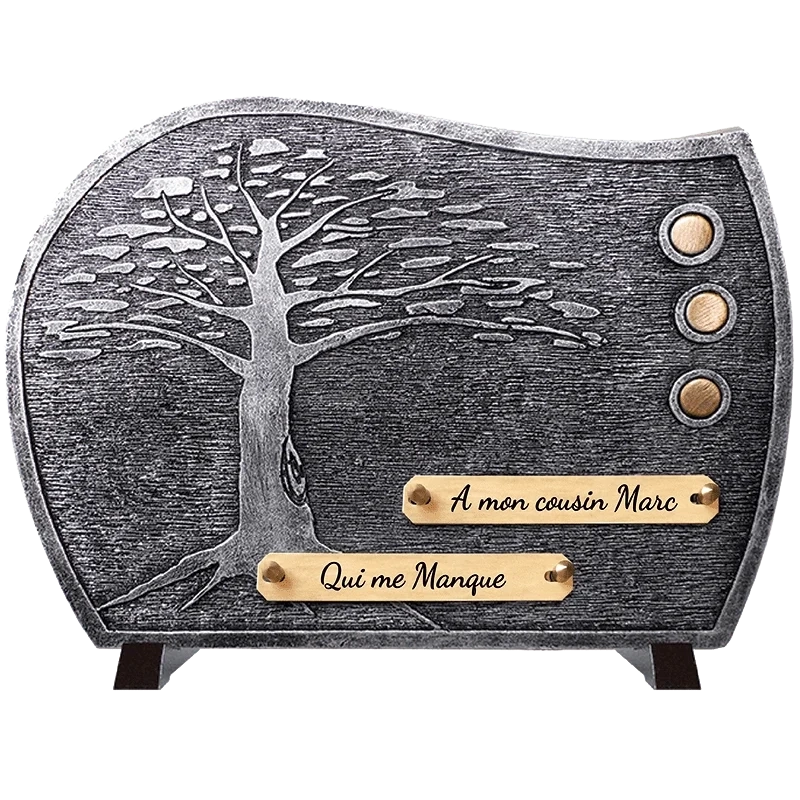 Plaque Funéraire Arbre Argent en Granit Acrylate