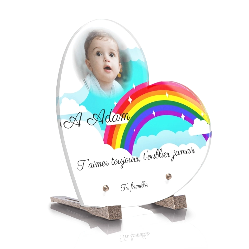 Plaque Funéraire Coeur Enfant Arc en Ciel Plaque Funéraire Coeur Enfant Arc en Ciel
