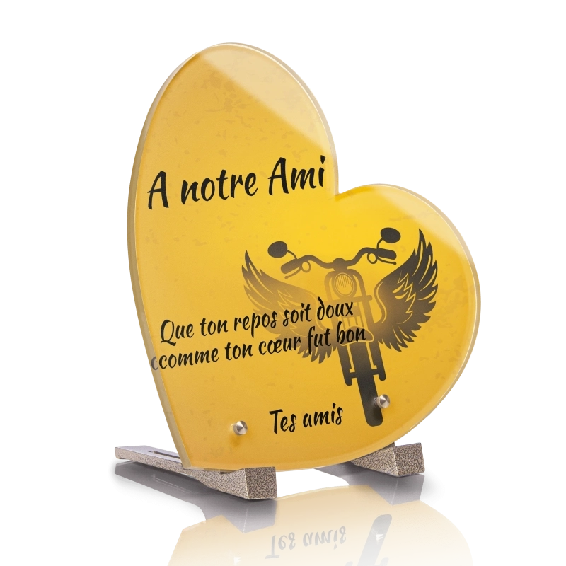 Plaque Funéraire Coeur Moto