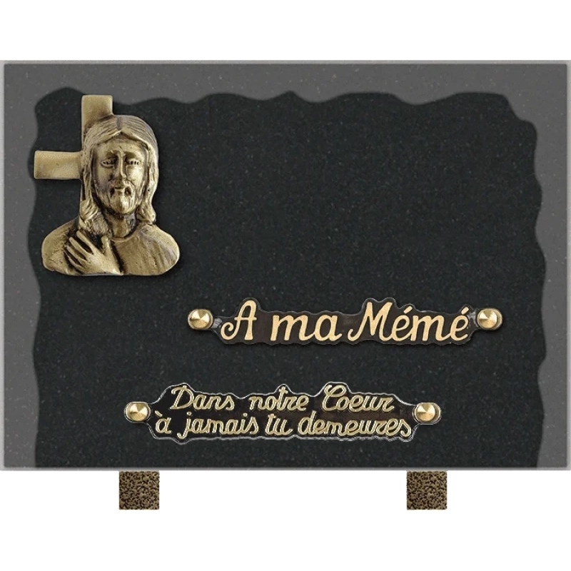 Plaque funéraire granit Croix Christ 25x18cm (moyen) Plaque funéraire granit Croix Christ 25x18cm (moyen)