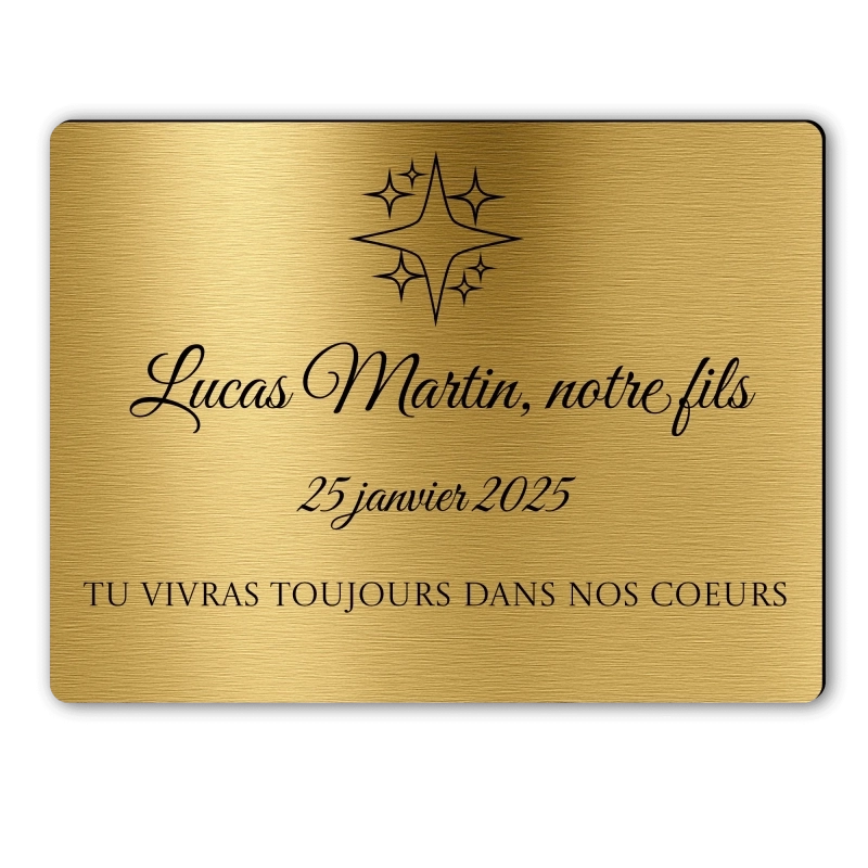 Plaque Funéraire Rectangle Gravée Etoile Plaque Funéraire Rectangle Gravée Etoile